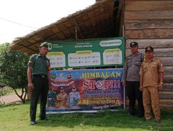 Pemdes Taja Indah bersama Babinsa dan Bhabinkamtibmas Himbau Masyarakat Jangan Membakar Hutan Kebun dan Lahan