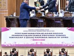 DPRD Sumsel Gelar Paripurna, Bahas Dua Raperda Inisiatif